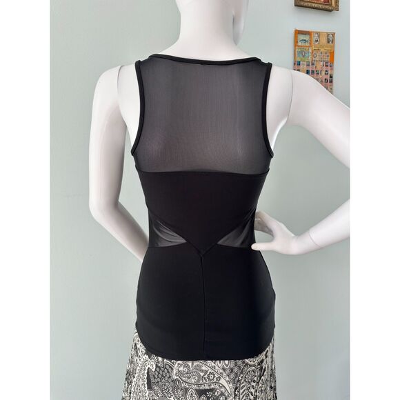 90 Degree Black Sleeveless Mesh Sheer Detail Workout Yoga Tank Top Size XS - Picture 2 of 10